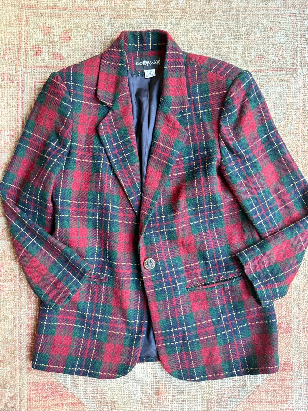 Sag Harbor Red and Green Plaid Blazer